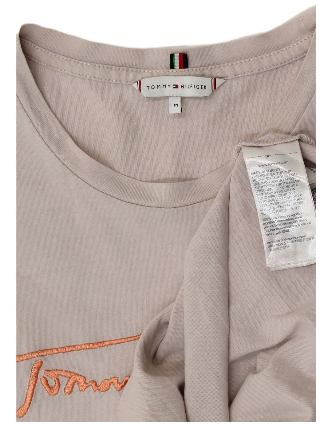 Tommy Hilfiger Dame Grafisk T-Shirt Top UK 14 Medium Grå Bomuld