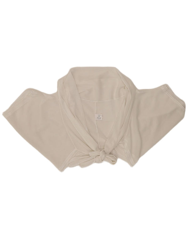 Vintage Dame Front Tie Crop Top UK 20 2XL Hvid Viscose