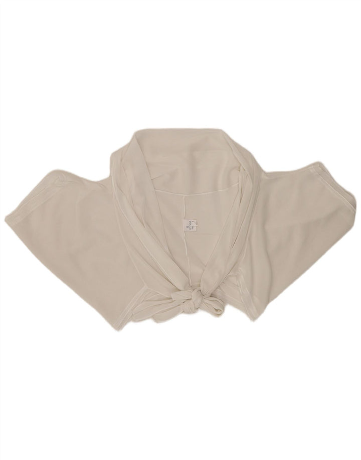 Vintage Dame Front Tie Crop Top UK 20 2XL Hvid Viscose