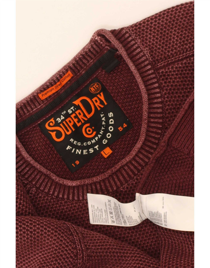 Superdry Sweater med rund hals til mænd Stor rødbrun bomuld