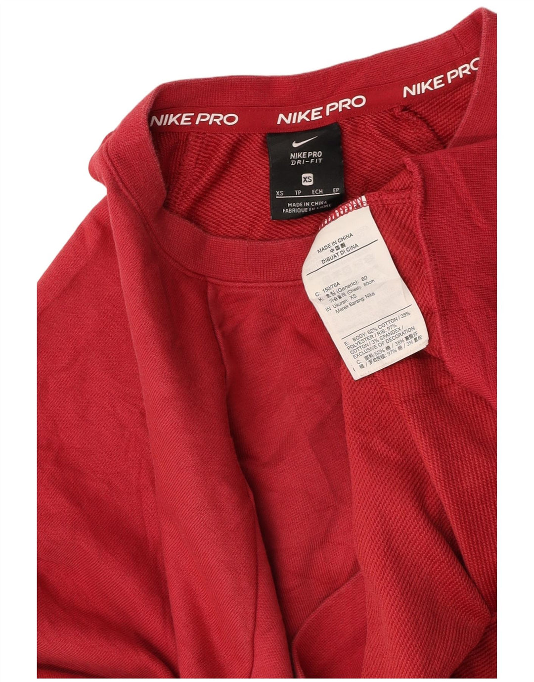 NIKE Dame Oversized grafisk Crop Sweatshirt Jumper UK 6 XS Burgundy