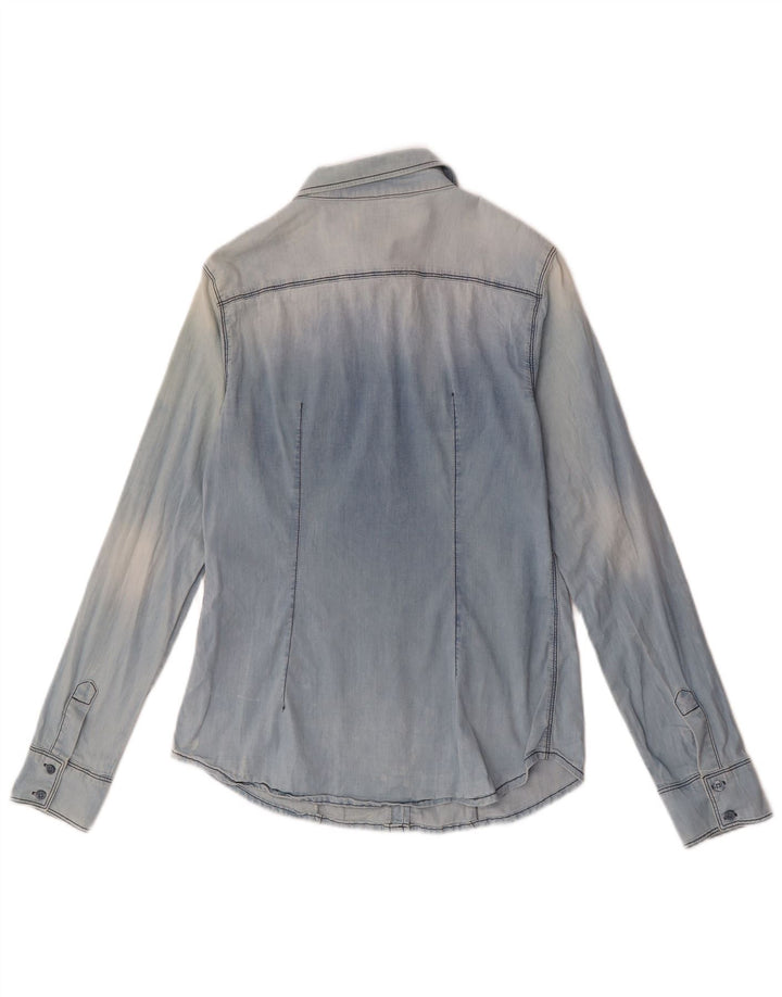 Liu Jo Dame Denim Shirt UK 12 Medium Blue