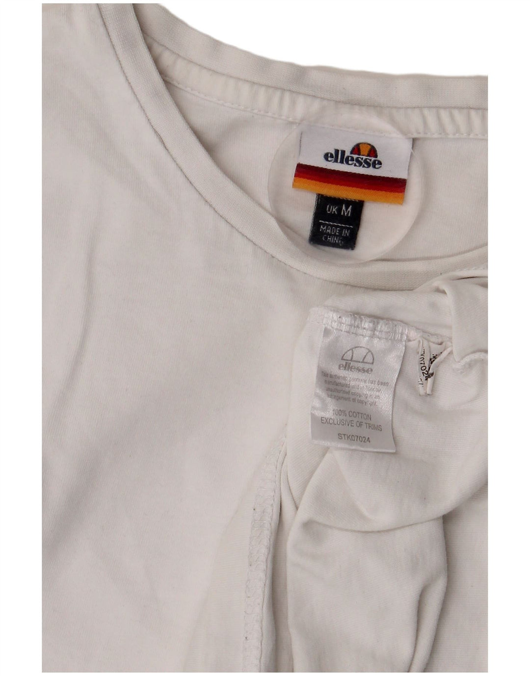ELLESSE Grafisk T-shirt top til kvinder UK 14 Medium hvid bomuld