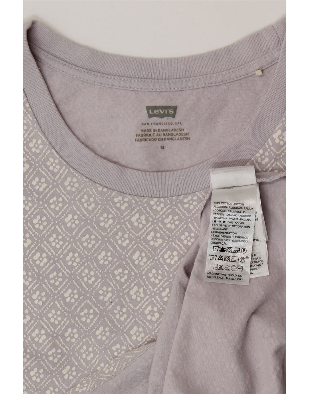 Levi's Grafisk T-shirt top til kvinder UK 14 Medium lilla geometrisk bomuld