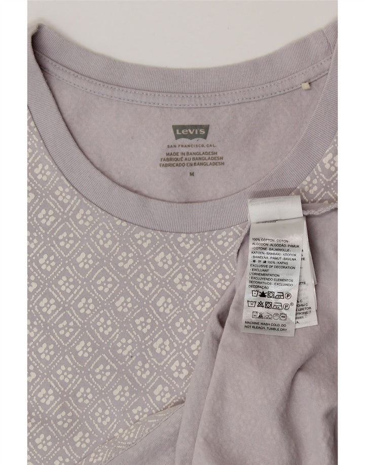 Levi's Grafisk T-shirt top til kvinder UK 14 Medium lilla geometrisk bomuld