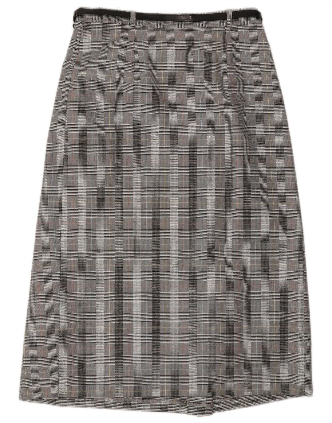 Vintage slå-om nederdel til kvinder UK 10 Small W27 Grå Houndstooth Polyester