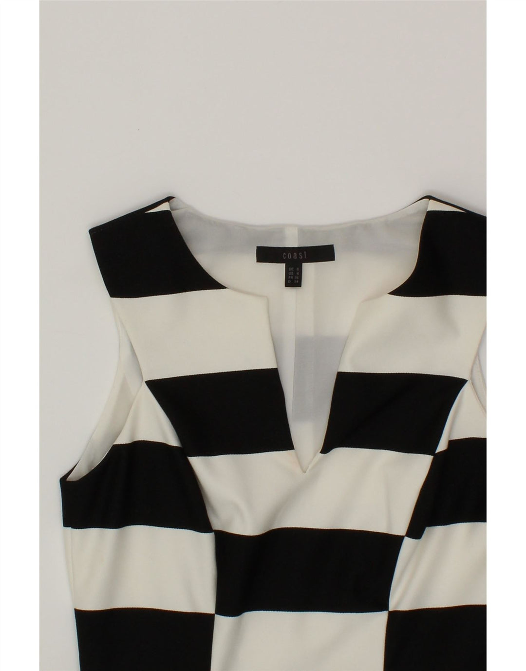 COAST Womens Sleeveless Bodycon Dress UK 8 Small  Black Striped Polyester Vintage Coast and Second-Hand Coast from Messina Hembry 