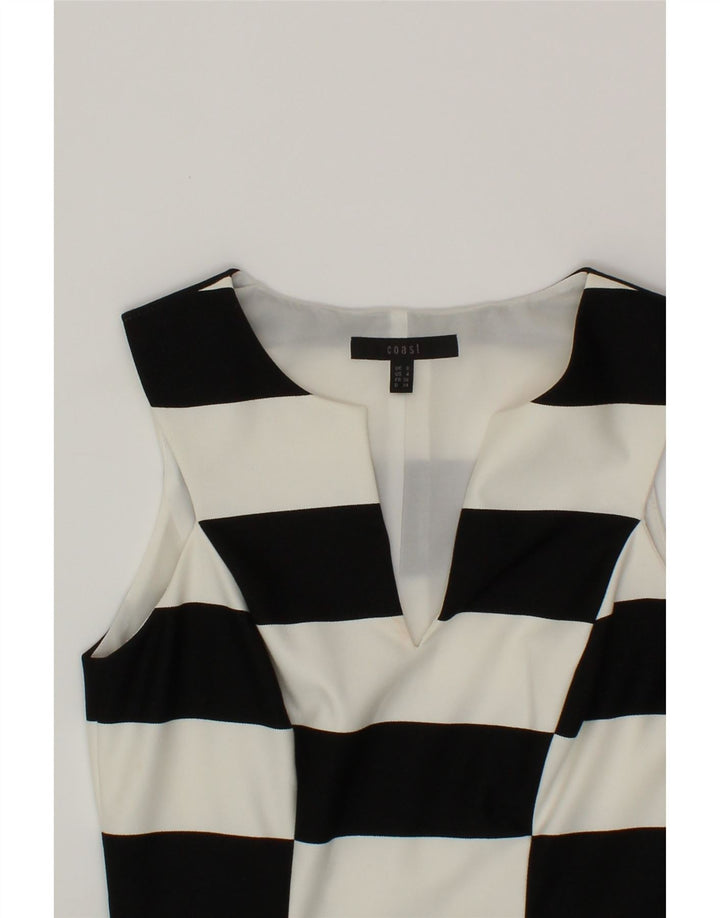 COAST Womens Sleeveless Bodycon Dress UK 8 Small  Black Striped Polyester Vintage Coast and Second-Hand Coast from Messina Hembry 