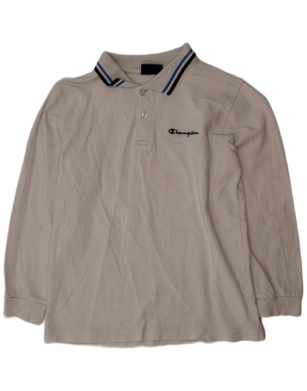 CHAMPION Langærmet drenge poloshirt 9-10 år Medium hvid