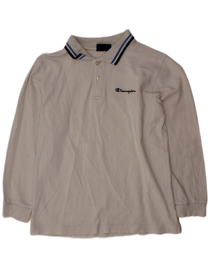 CHAMPION Langærmet drenge poloshirt 9-10 år Medium hvid