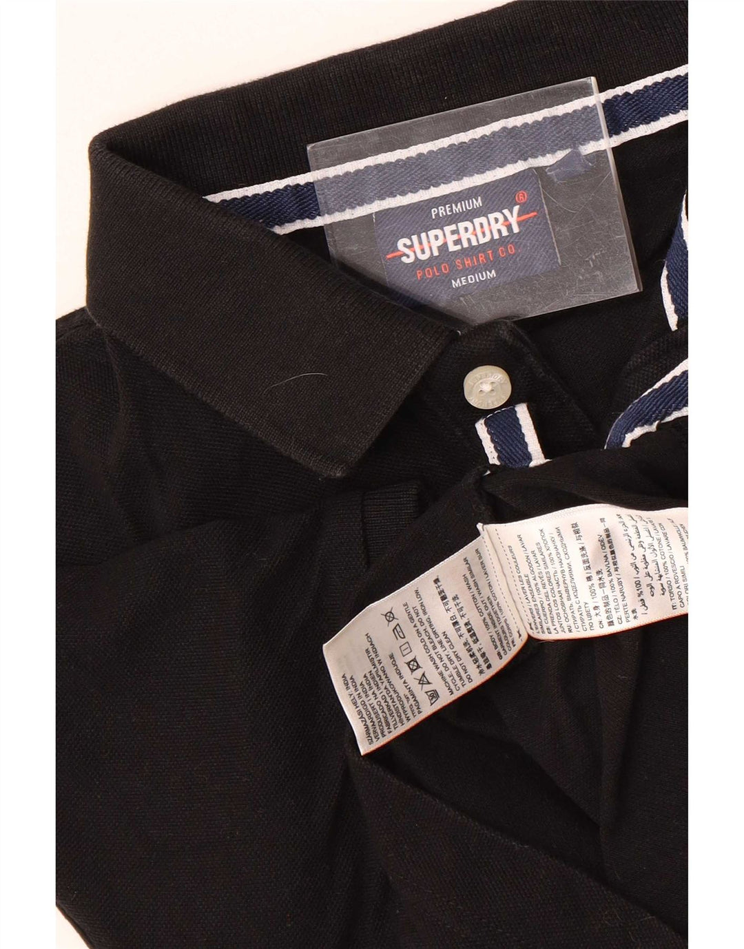 Superdry Polo shirt til mænd, medium sort bomuld
