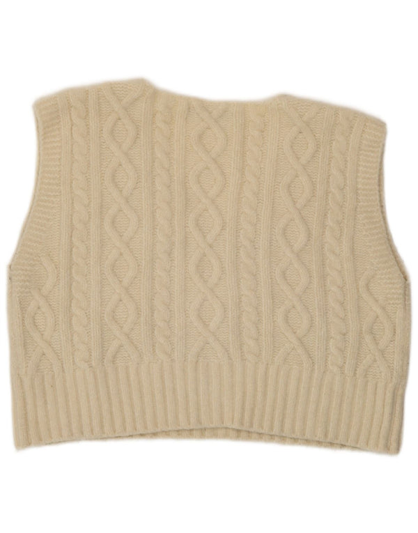 Zara Dame Vest Tank Top UK 14 Medium Off White Akryl