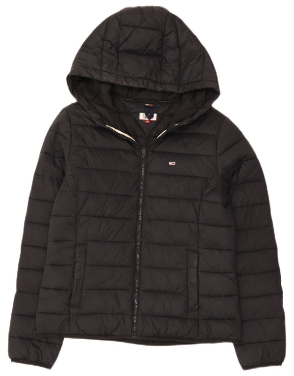 Tommy Hilfiger Dame Hættejakke UK 14 Medium Sort Polyamid