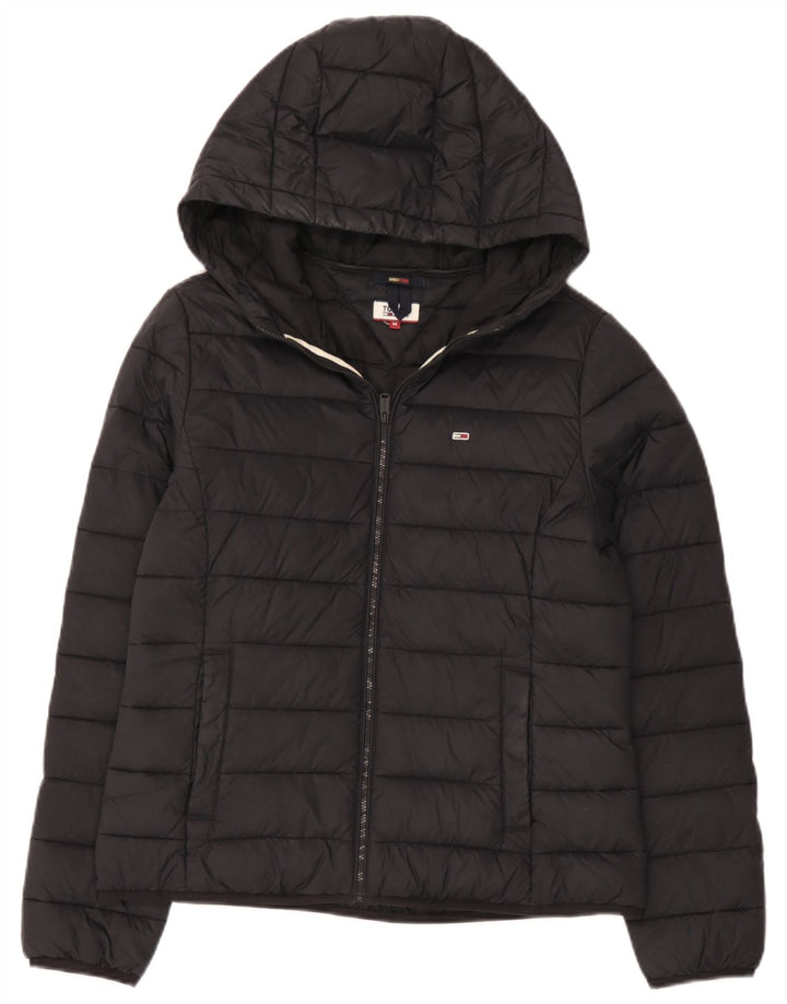 Tommy Hilfiger Dame Hættejakke UK 14 Medium Sort Polyamid