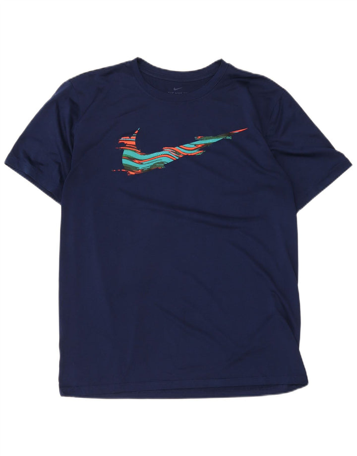 Nike Herre Dri Fit Grafisk T-Shirt Top Stor Marineblå
