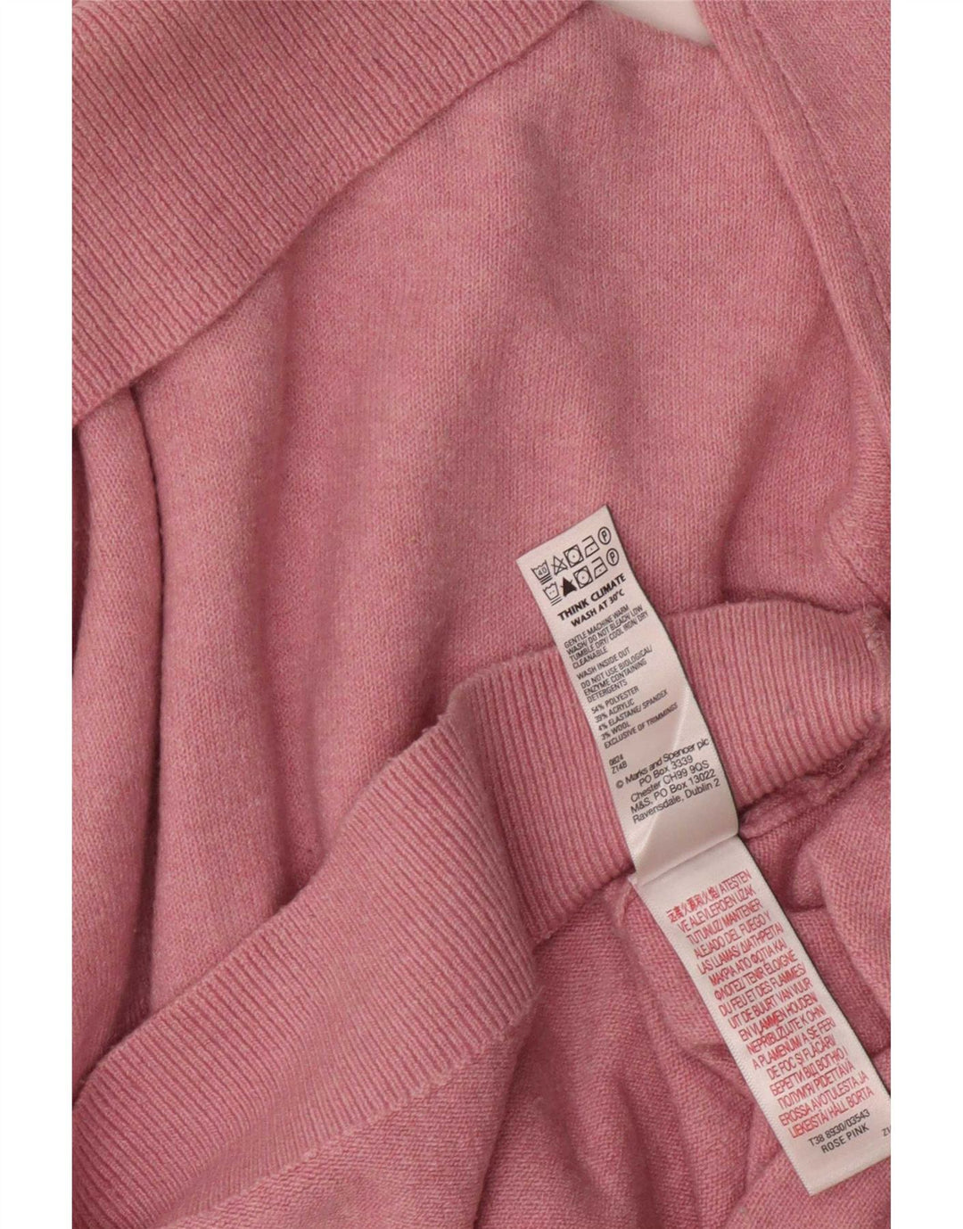 Marks & Spencer Dame Jumper Sweater med rullehals UK 6 XS Pink Polyester