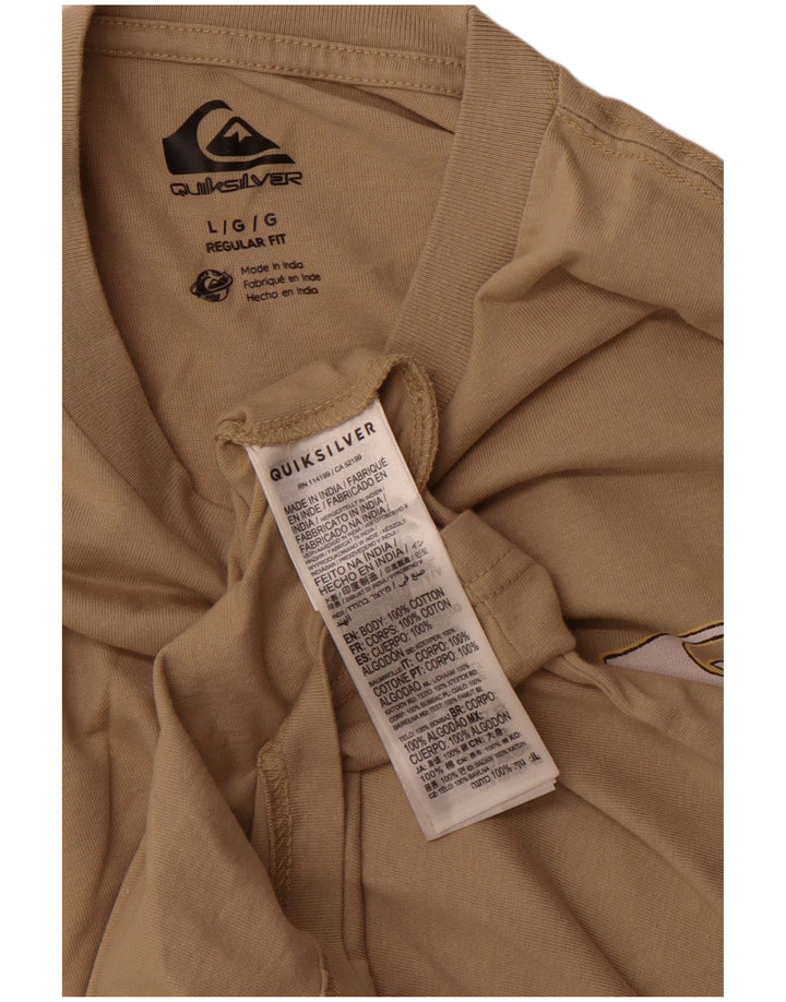 QUIKSILVER Herre Regular Fit Grafisk T-Shirt Top Stor Beige Bomuld