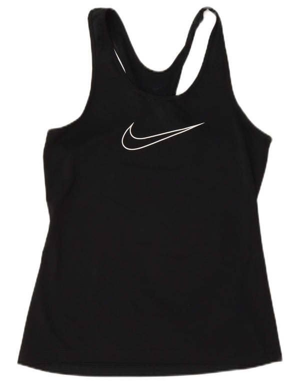 Nike Dame Dri Fit Grafisk Vest Top UK 10 Small Black Polyester