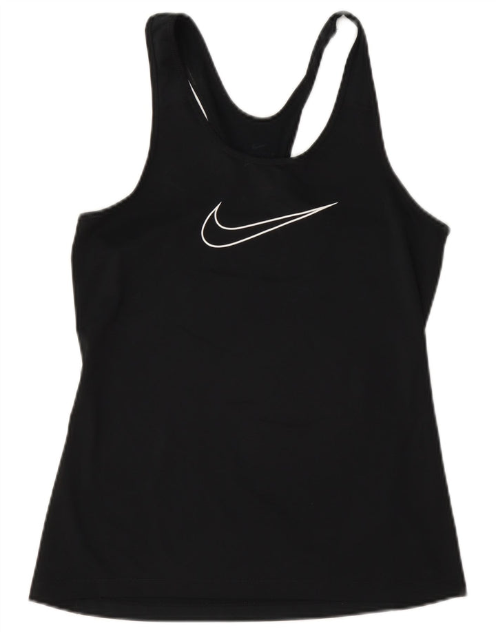 Nike Dame Dri Fit Grafisk Vest Top UK 10 Small Black Polyester