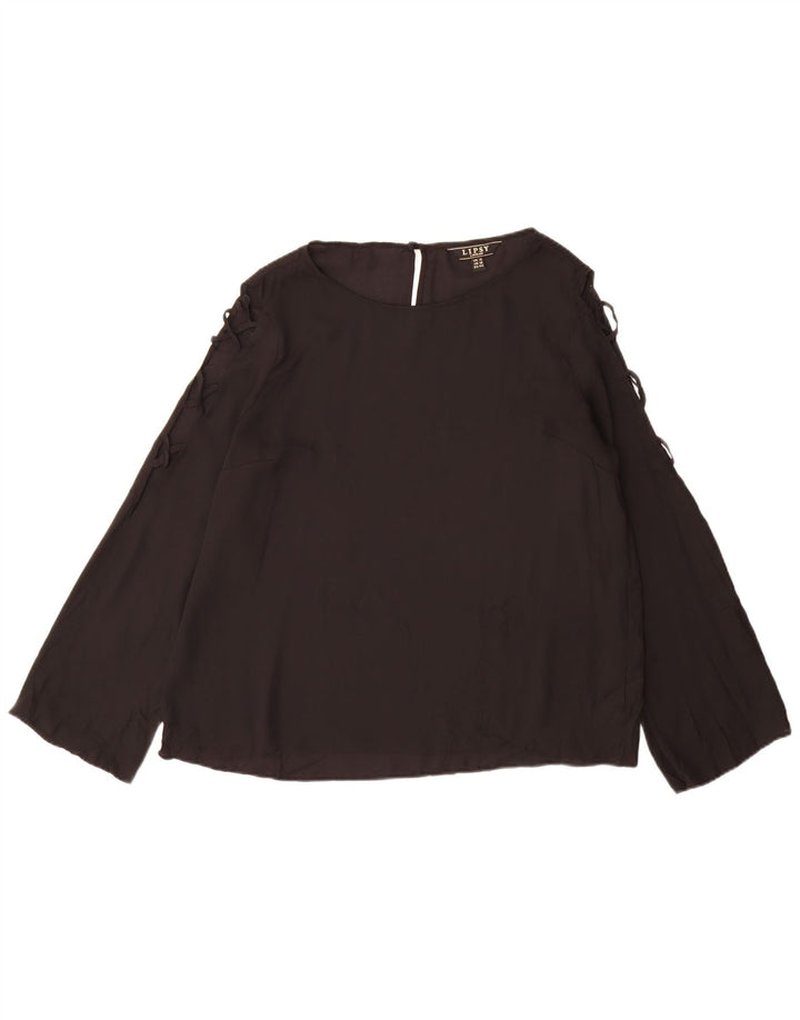 Lipsy Dame Langærmet Bluse Top UK 16 Large Black Polyester