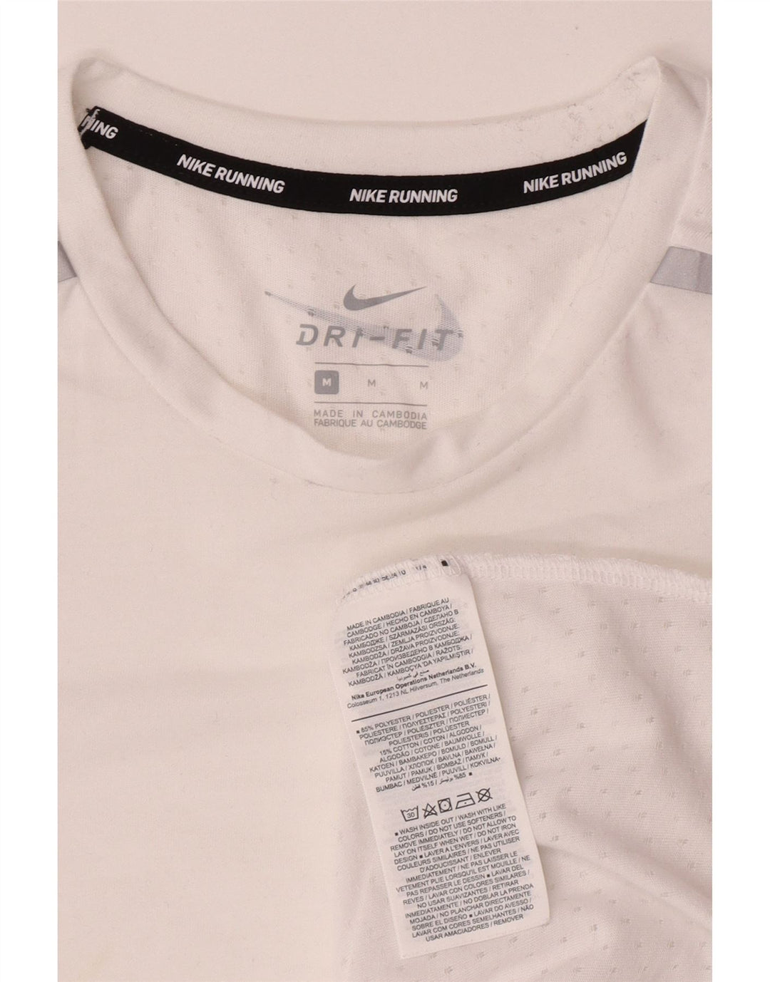 Nike Herre Dri Fit grafisk T-shirt Top Medium White Polyester