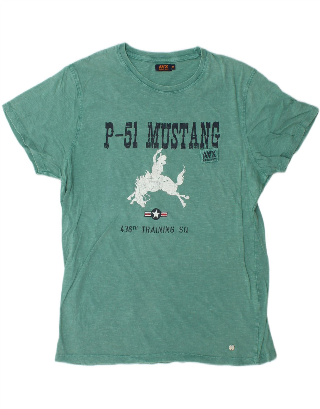 AVIREX Herre grafisk T-shirt Top mellemgrøn bomuld