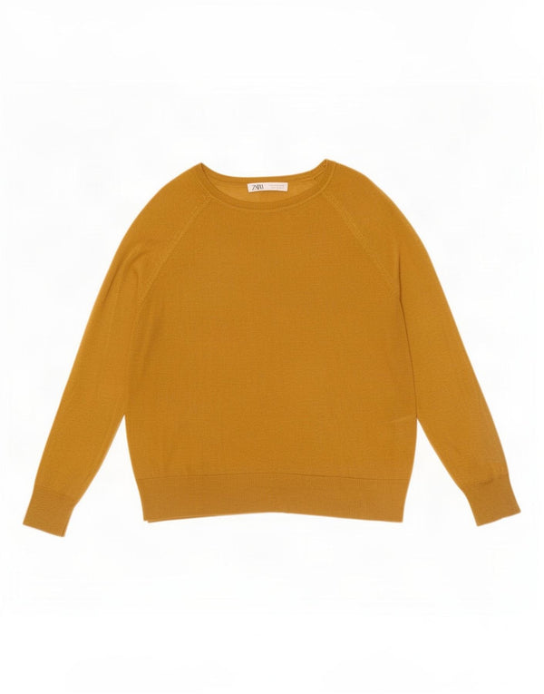 Zara Dame Boat Neck Jumper Sweater UK 14 Medium Khaki Viscose