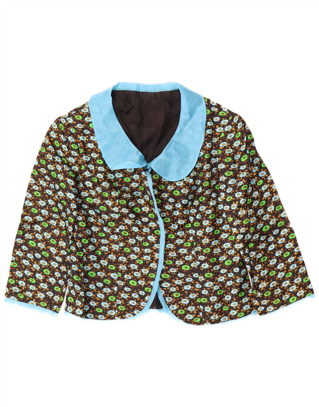 VINTAGE Kvinder 3/4 ærmer 2-delt sæt UK 14 Medium Black Floral