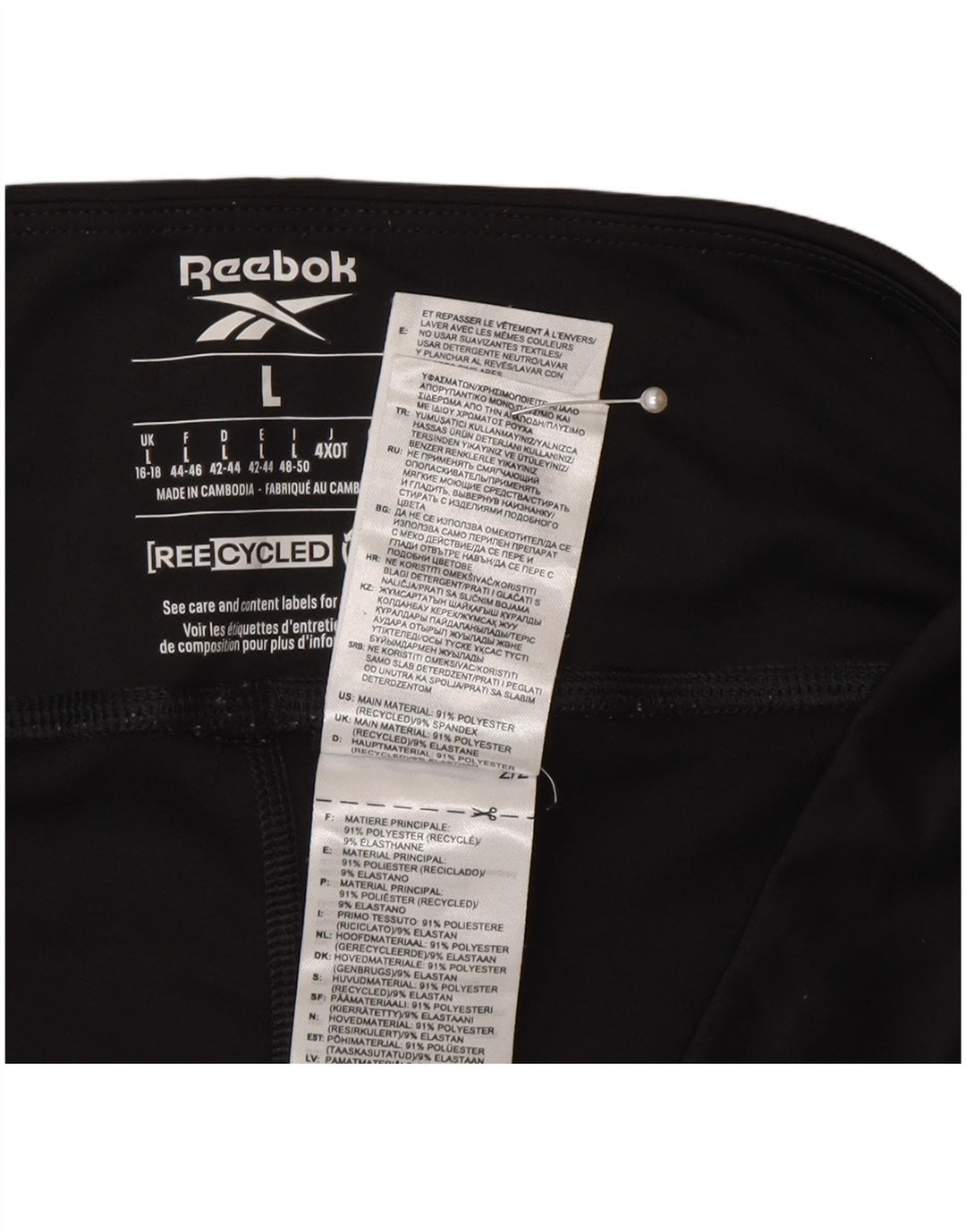 Reebok Dame Capri Leggings UK 16/18 Large Grå Polyester
