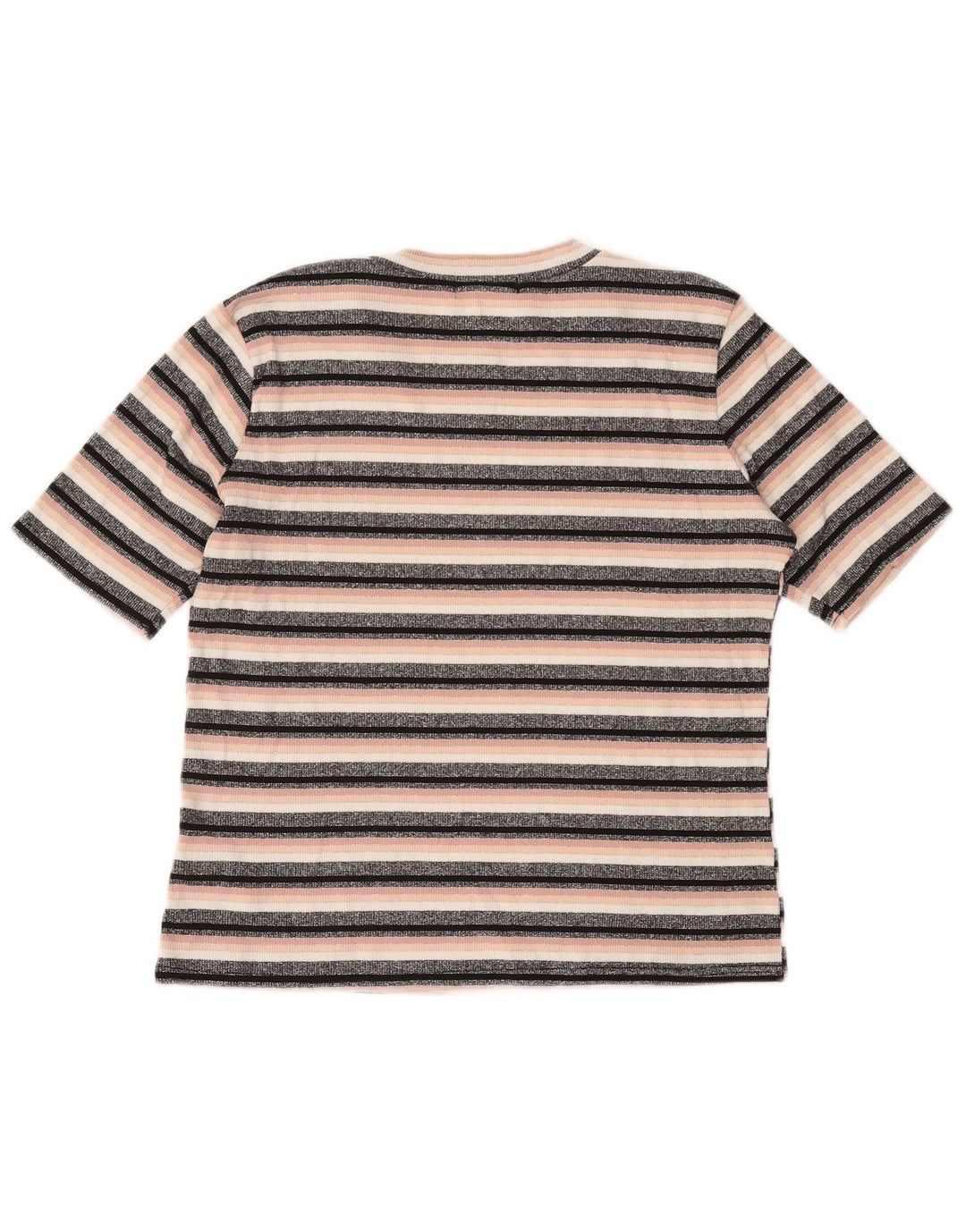 OASIS Womens Crop T-Shirt Top UK 14 Stor sort stribet viskose