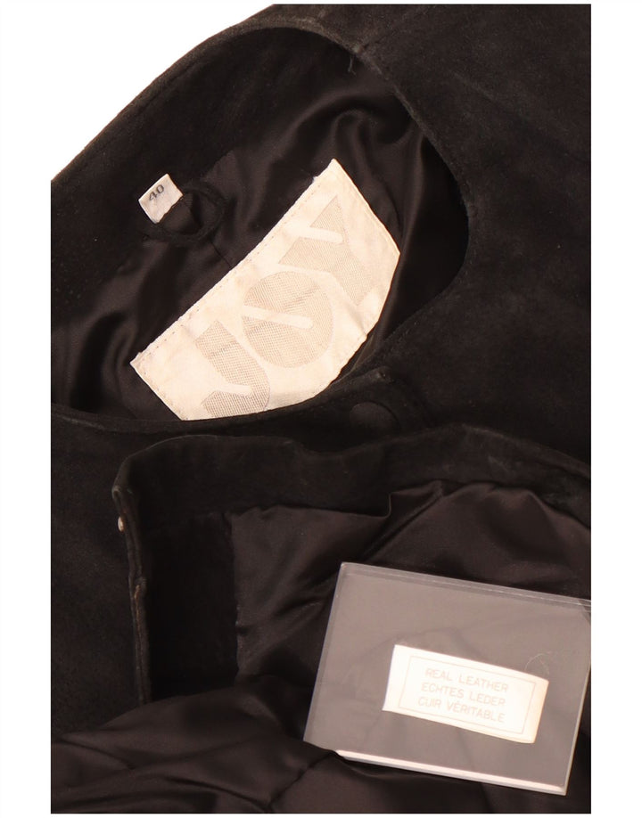 Joy Womens Crop Ruskindsjakke EU 40 Medium Sort Læder