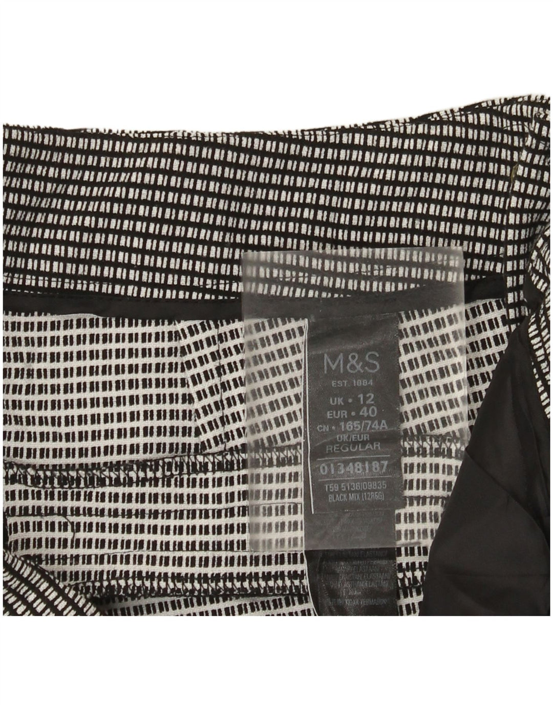 Marks & Spencer Chinobukser til kvinder UK 12 Medium W32 L29 Sort ternet