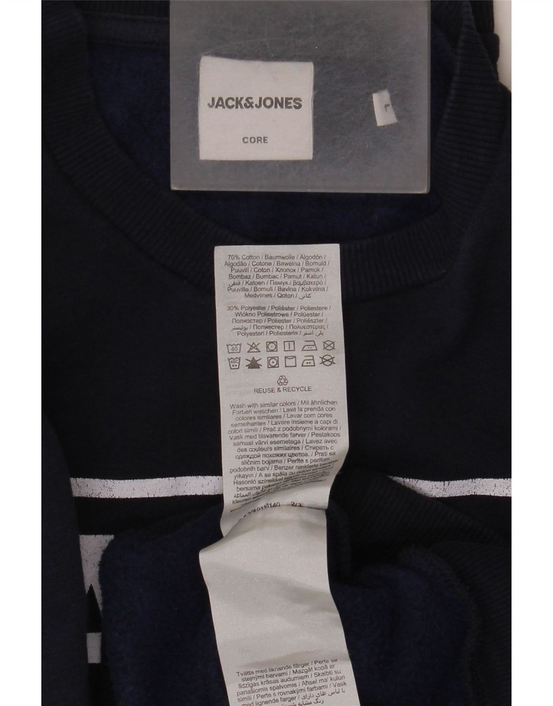 Jack & Jones grafisk sweatshirt til mænd, stor marineblå bomuld