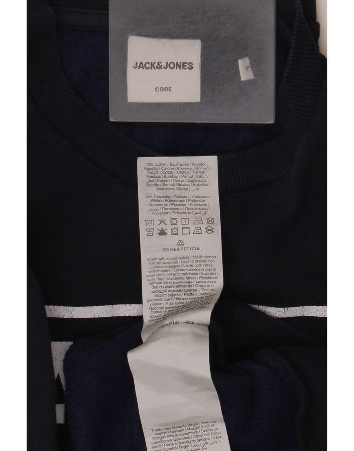 Jack & Jones grafisk sweatshirt til mænd, stor marineblå bomuld