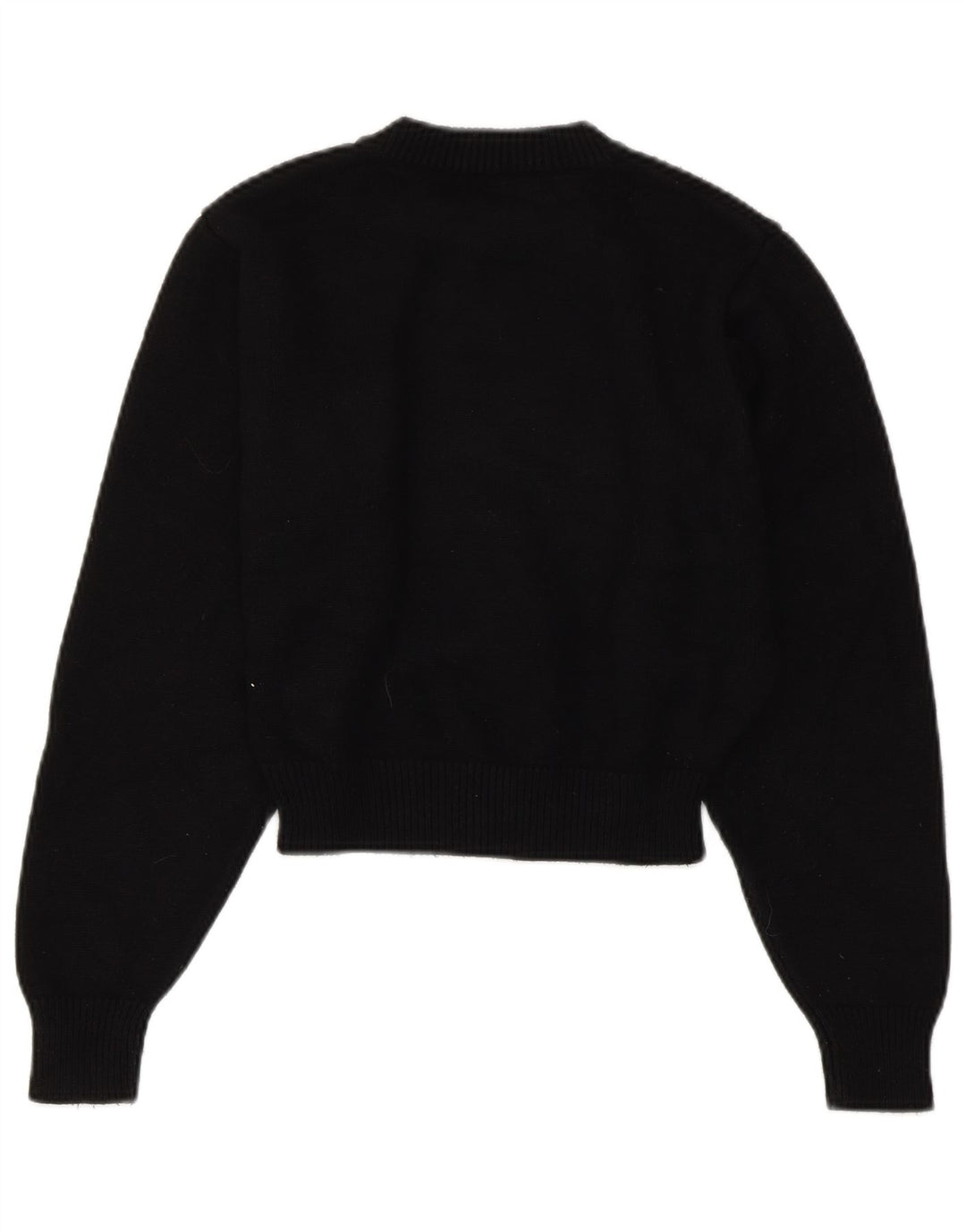 ZARA Womens Crop Crew Neck sweater UK 10 Small Black Viscose