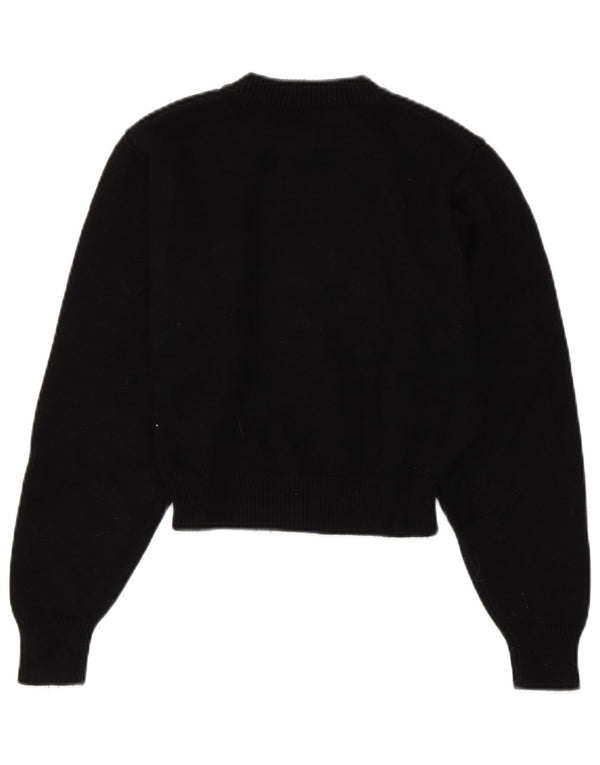 ZARA Womens Crop Crew Neck sweater UK 10 Small Black Viscose