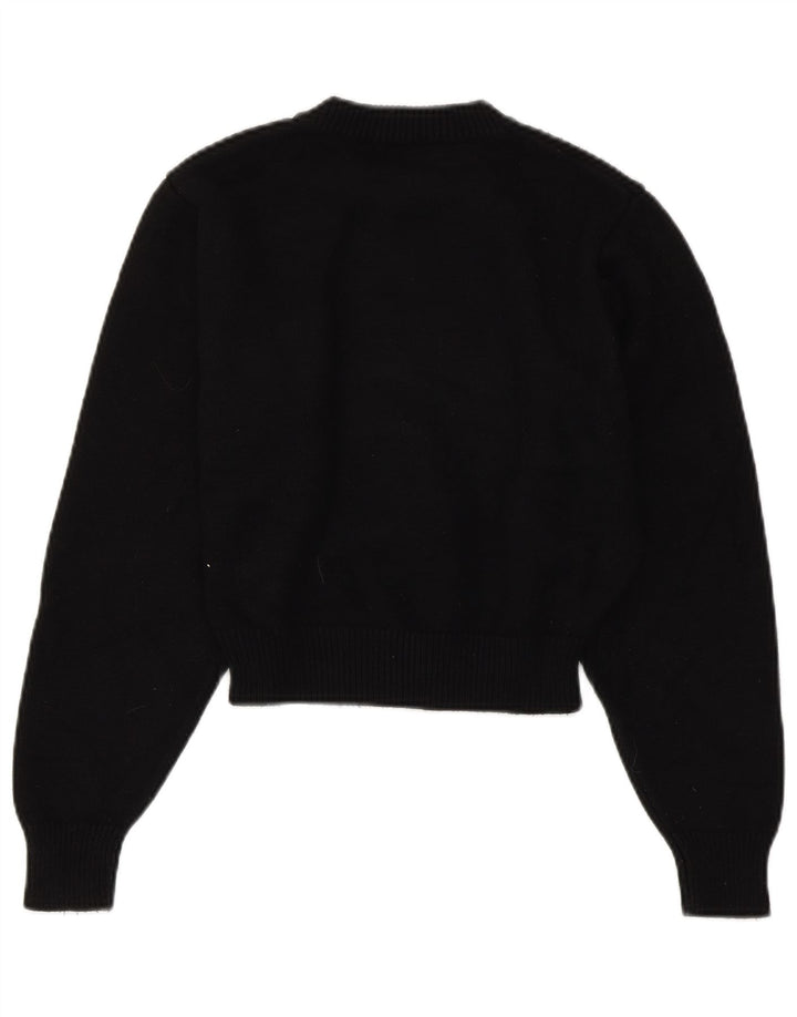 ZARA Womens Crop Crew Neck sweater UK 10 Small Black Viscose