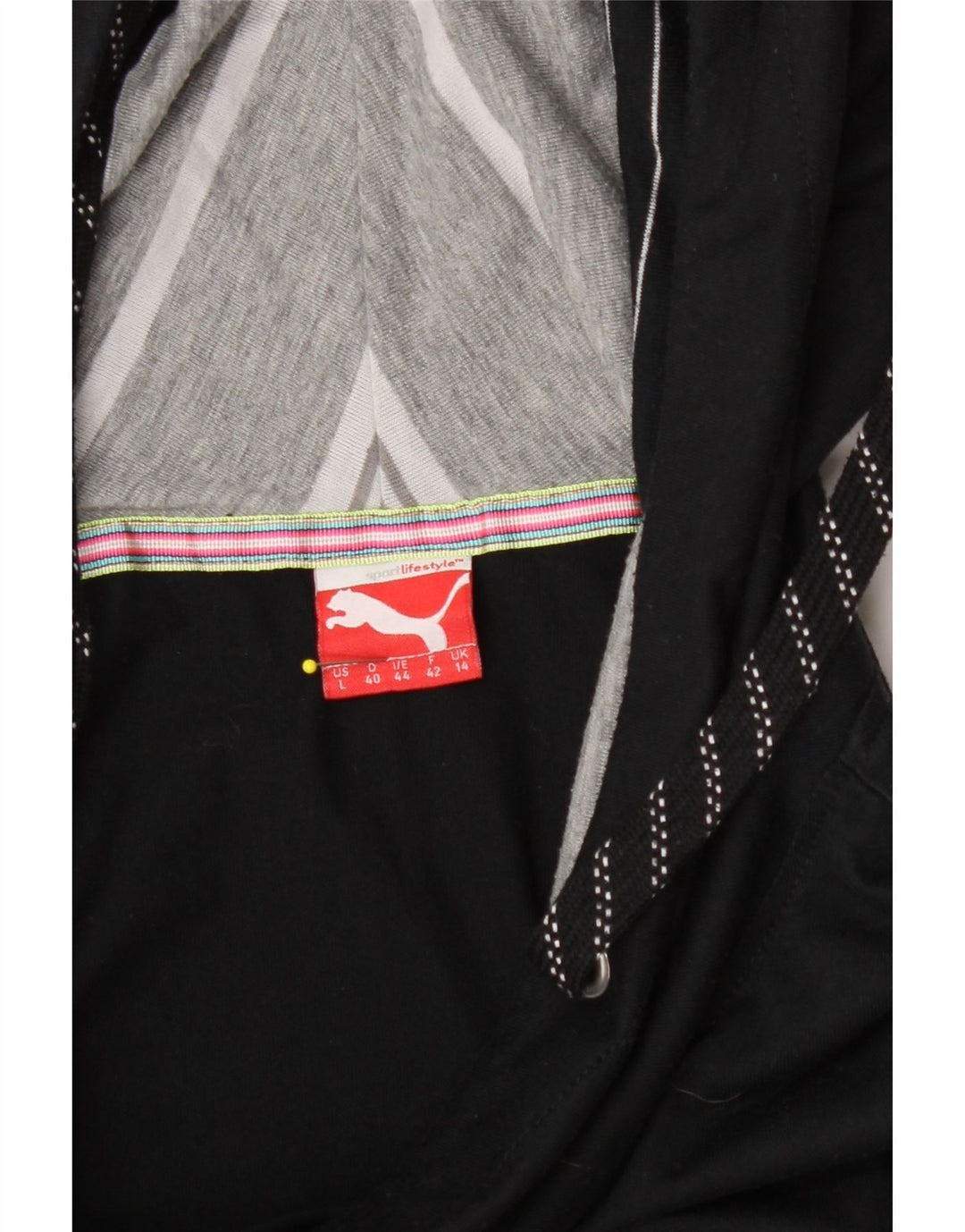 PUMA Womens Hoodie Jumper UK 14 Medium Black Vintage Puma and Second-Hand Puma from Messina Hembry 