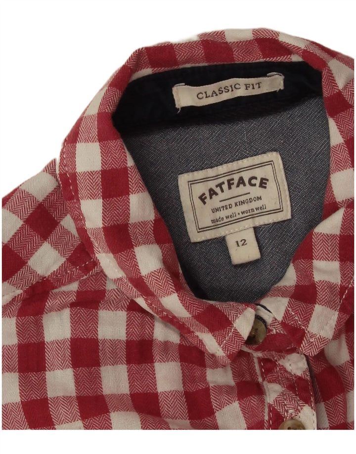 Fat Face Dame Classic Fit Flannel Shirt UK 12 Medium Red Gingham