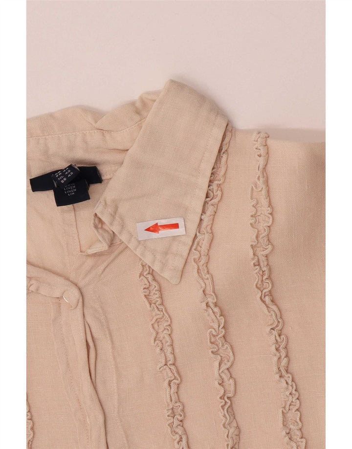 Gant Womens Flæse Front Shirt UK 16 Large Beige Linen