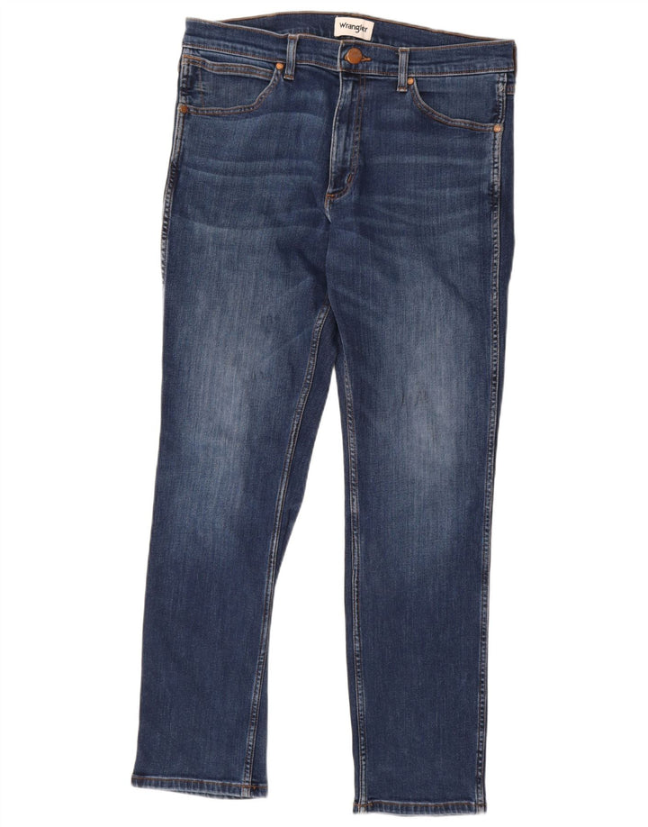 WRANGLER Herre Greensboro Straight Jeans W33 L32 Blå Bomuld