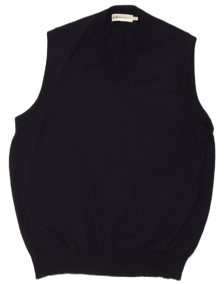 Vintage herrevest tanktop stor marineblå polyakryl