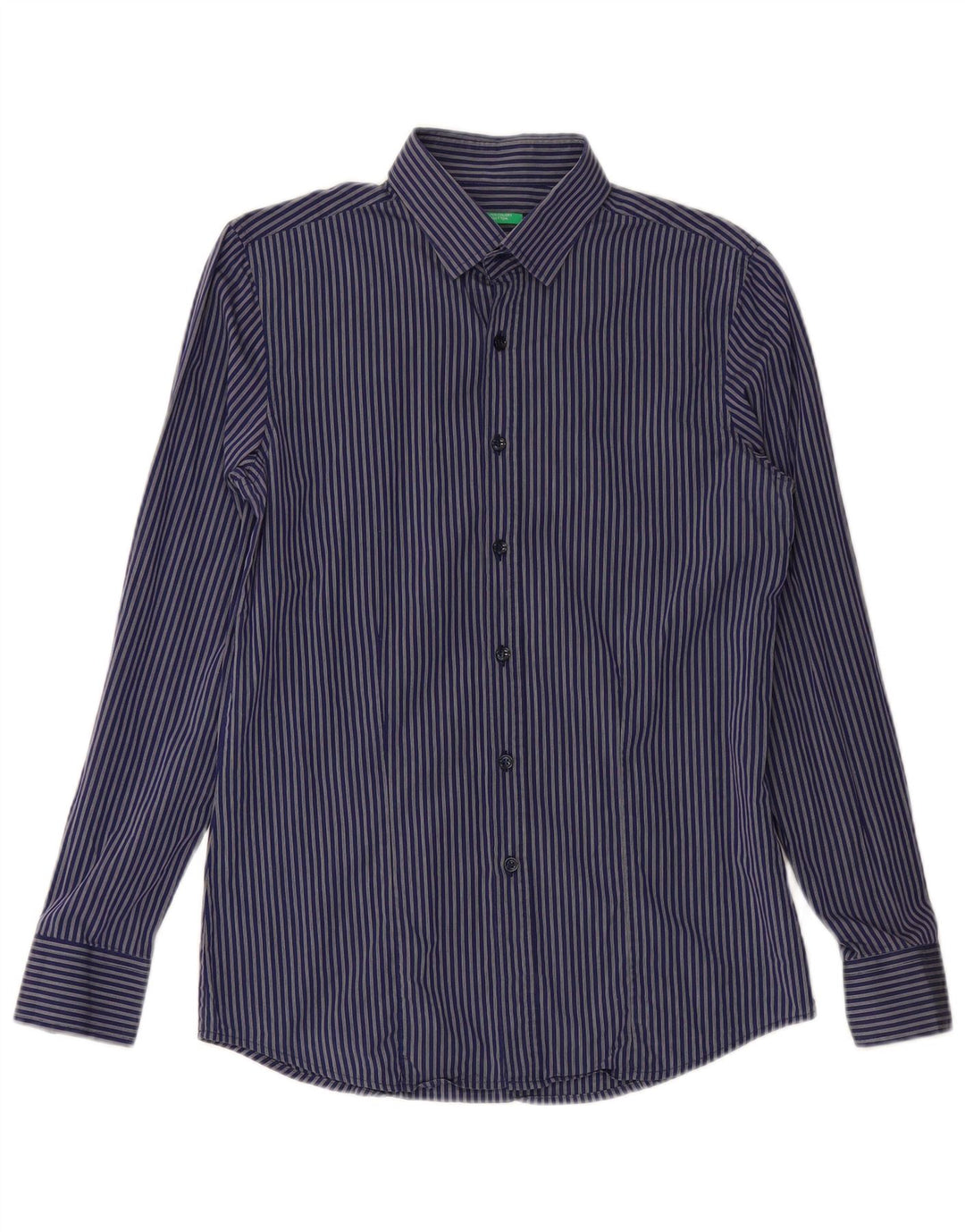 BENETTON Mens Shirt Medium Navy Blue Striped