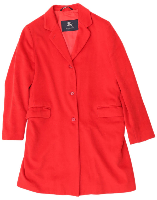 Burberry Dame Overfrakke UK 14 Large Red Wool Classic