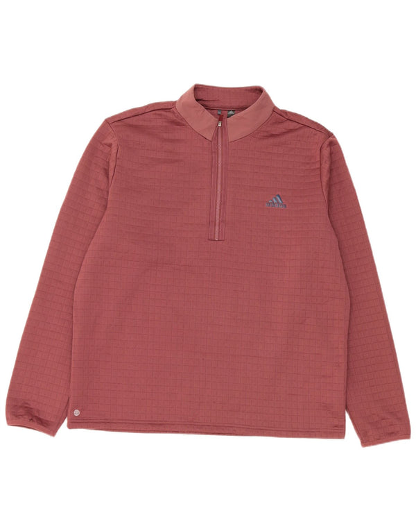 Adidas Herre Zip Neck Pullover Træningsdragt Top Large Burgundy Polyester