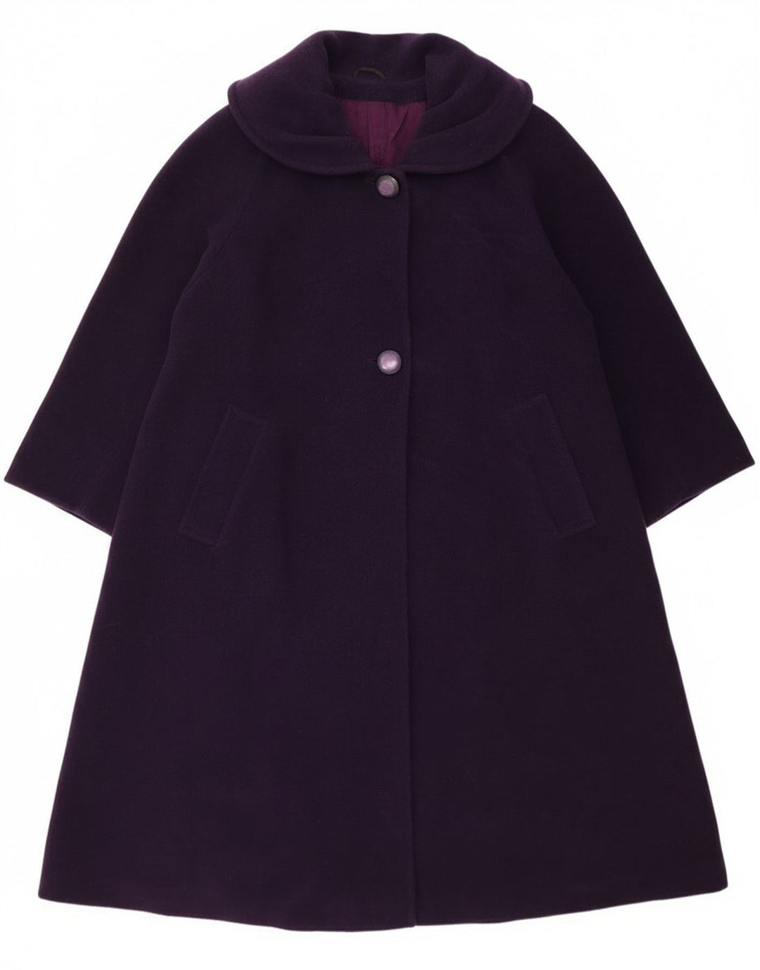 Vintage oversize overfrakke til kvinder UK 14 Large Purple Virgin Wool