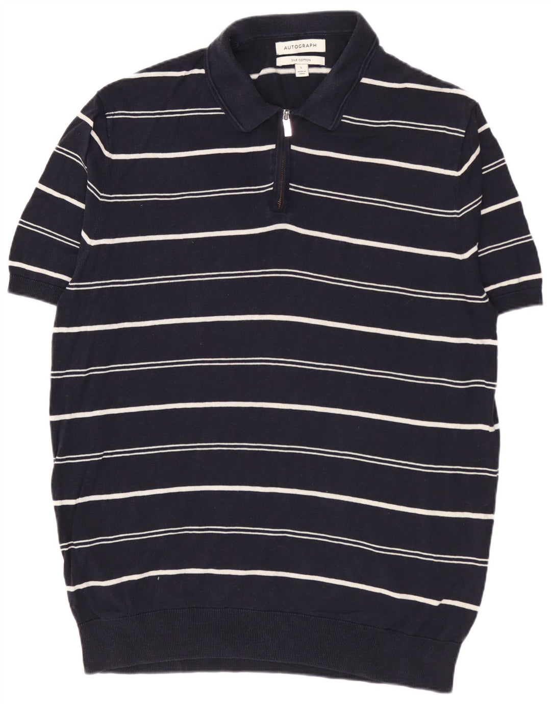 MARKS & SPENCER Herre Autograph Polo Neck Jumper Sweater Large Navy Blue