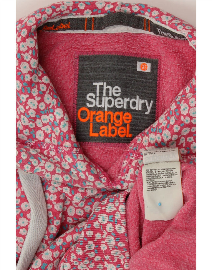 SUPERDRY hættetrøje til kvinder UK 6 XS Pink Blomsterbomuld