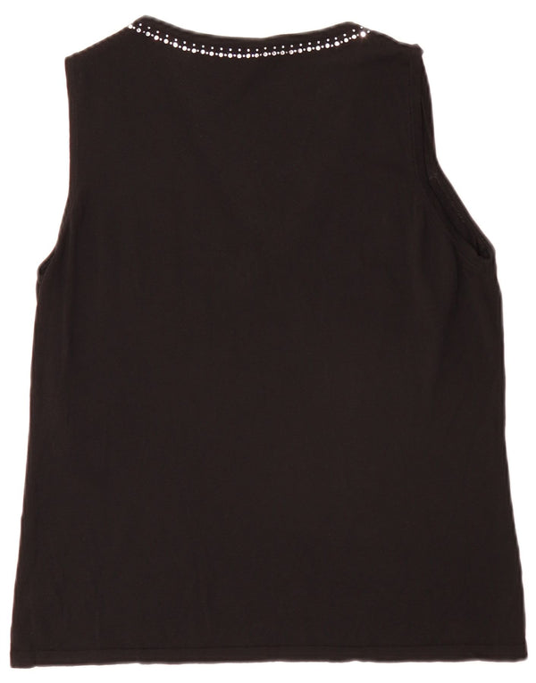 Luisa Spagnoli Womens Vest Top UK 18 XL Black Viscose
