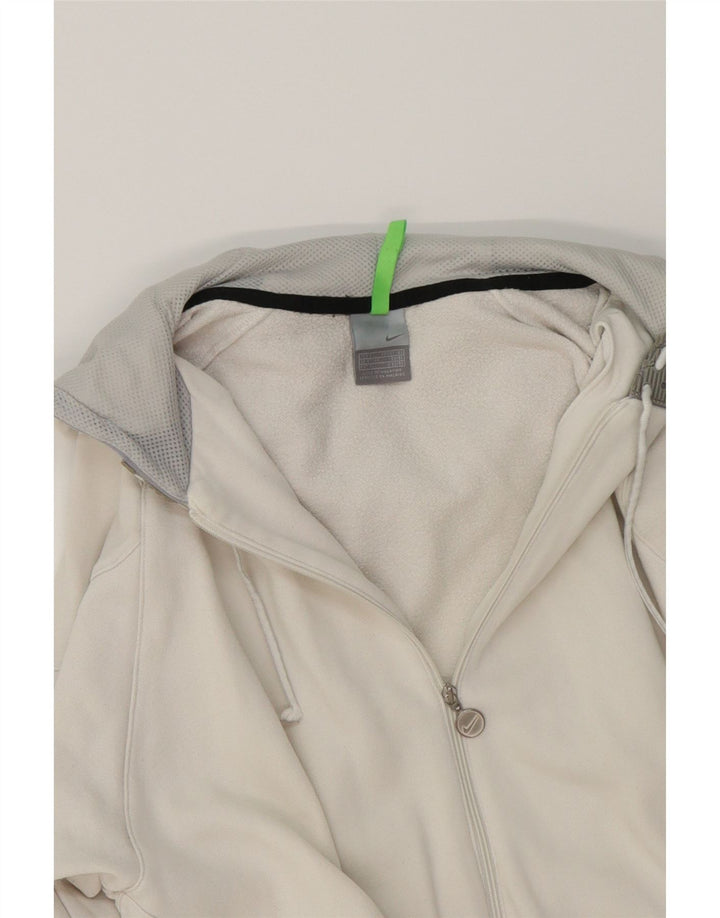 NIKE Mens Zip Hoodie Sweater UK 42/44 Large White Polyester Vintage Nike and Second-Hand Nike from Messina Hembry 